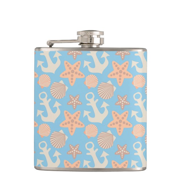 Pastel Nautical Pattern Flask (Front)