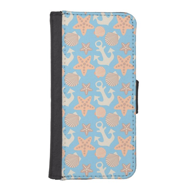 Pastel Nautical Pattern iPhone Wallet Case (Front)