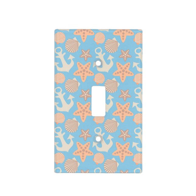 Pastel Nautical Pattern Light Switch Cover (Front)