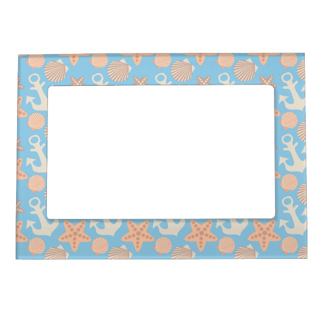 Pastel Nautical Pattern Magnetic Picture Frame (Front)