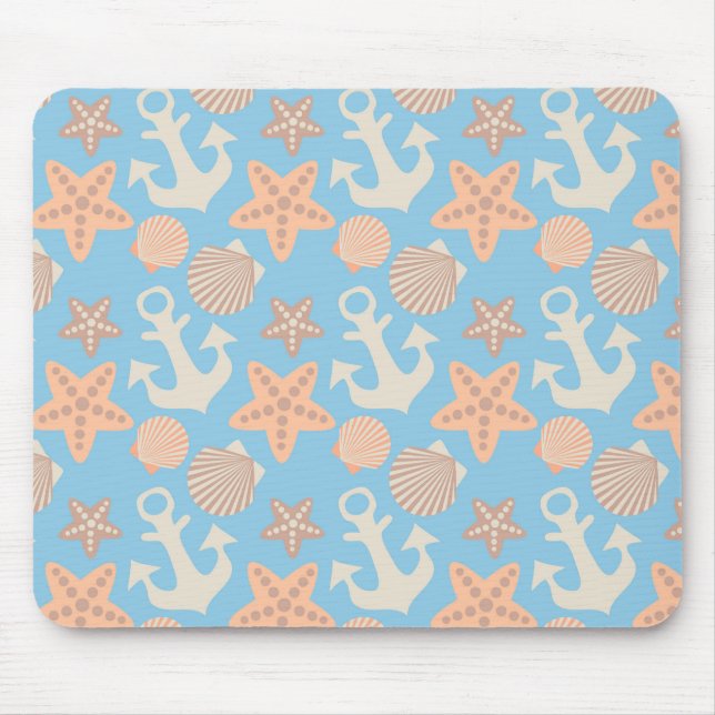 Pastel Nautical Pattern Mouse Pad (Front)