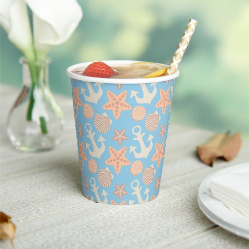 Pastel Nautical Pattern Paper Cups