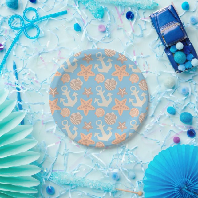 Pastel Nautical Pattern Paper Plates (Party)