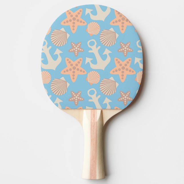 Pastel Nautical Pattern Ping-Pong Paddle (Front)