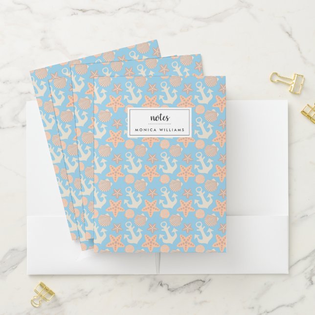 Pastel Nautical Pattern Pocket Folder (In Situ)