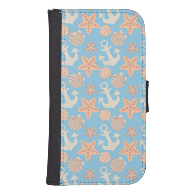 Pastel Nautical Pattern Samsung Galaxy Wallet Case (Front)