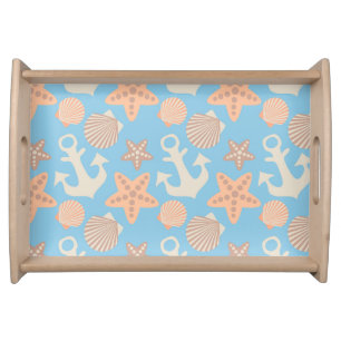 Pastel Nautical Pattern Serving Tray
