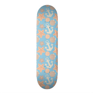 Pastel Nautical Pattern Skateboard