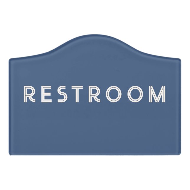 Pastel Navy Restroom Bathroom WC Toilet Door Sign (Small Crest Front)