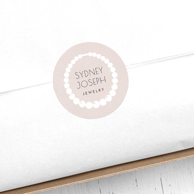 Pastel Necklace Logo | Jewelry Design Classic Round Sticker (Creator Uploaded)