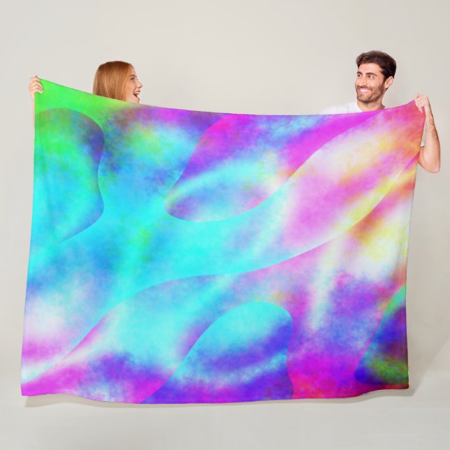 Pastel Neon Rainbow Gradient Art Fleece Blanket (In Situ)