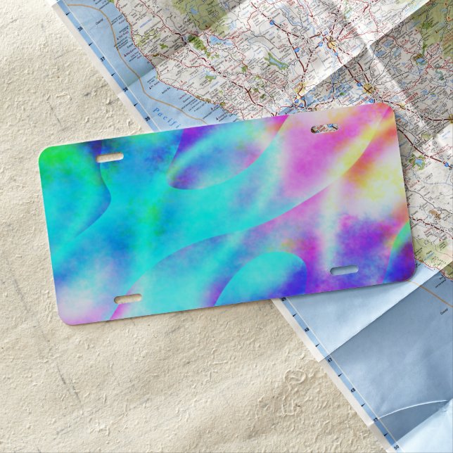 Pastel Neon Rainbow Gradient Art License Plate (In Situ)
