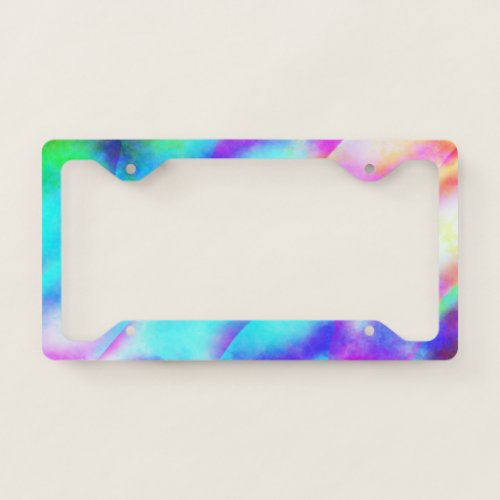 Pastel Neon Rainbow Gradient Art License Plate Frame