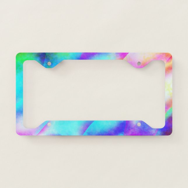Pastel Neon Rainbow Gradient Art License Plate Frame (Front)
