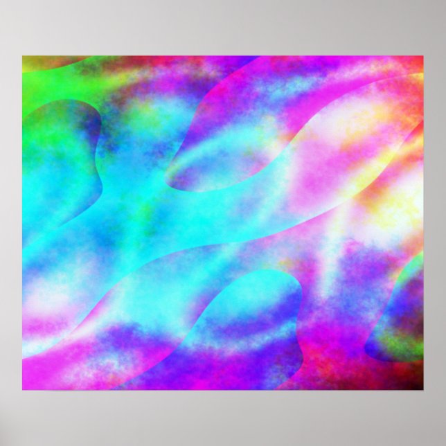 Pastel Neon Rainbow Gradient Art Poster (Front)