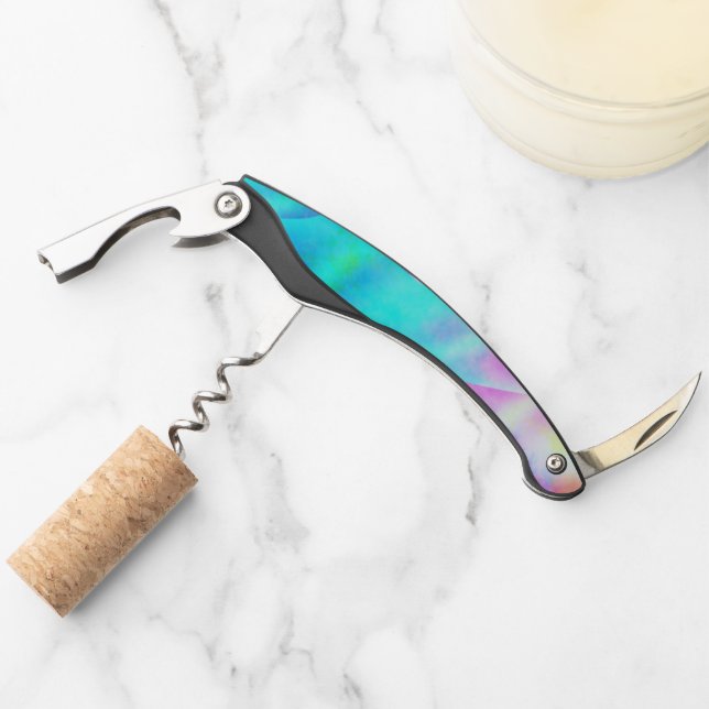 Pastel Neon Rainbow Gradient Art Waiter's Corkscrew (Front)