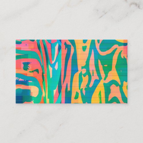 Pastel Neon Vaporwave Zebra Tiger Animal Print Business Card