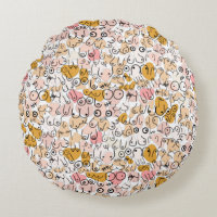 pastel neutral pattern round pillow
