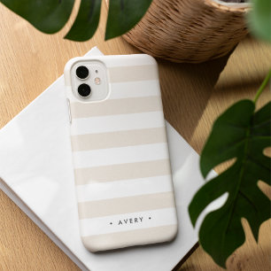 Pastel Neutral Stripe Personalized iPhone 16 Case
