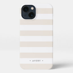 Pastel Neutral Stripe Personalized iPhone 13 Case