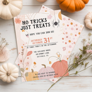 Pastel No Tricks Just Treats Kids Halloween Invitation