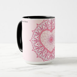 Pastel Nostalgia Pink Heart Mandala Aesthetic Mug