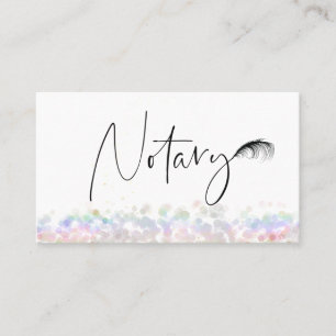 *~* Pastel NOTARY PHOTO Pen Feather Signing Agent Business Card
