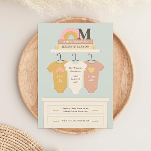 Pastel Nursery Baby Clothes Illustrate Baby Shower Invitation