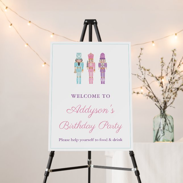 Pastel Nutcracker Ballet Birthday Party Welcome Foam Board (In Situ (Stand))