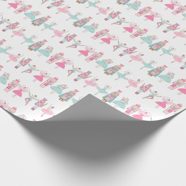 Pastel Nutcracker Ballet Pink Wrapping Paper (Corner)