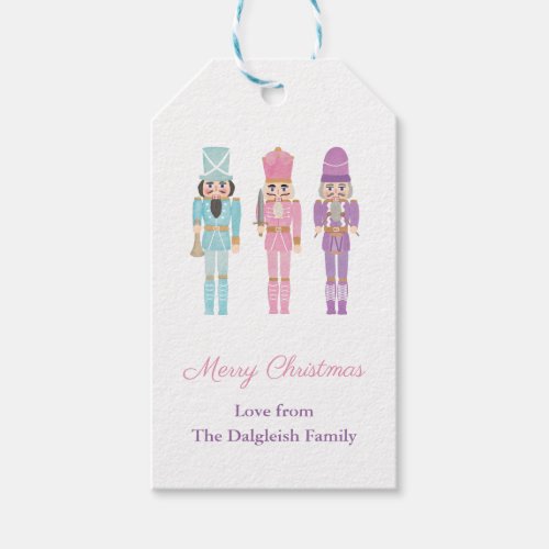 Pastel Nutcracker Ballet Soldiers Happy Holidays Gift Tags