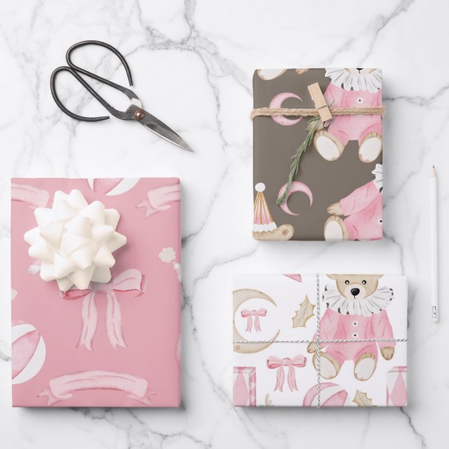 Pastel Nutcracker Ballet Wrapping Paper Sheets (Front)