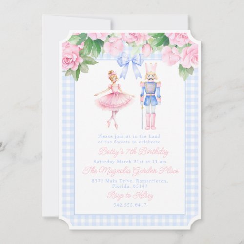 Pastel Nutcracker Christmas Birthday Party Invitation