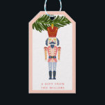 Pastel Nutcracker Christmas Personalized Ornament  Gift Tags<br><div class="desc">This vintage Christmas ornament design brings all those good nostalgia vibes from days gone by. The front of this gift tag features a nutcracker ornament hanging from a Christmas tree branch. The back of the card has a pink background with a red star pattern. You can personalize with your last...</div>