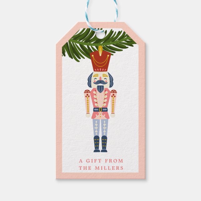 Pastel Nutcracker Christmas Personalized Ornament  Gift Tags (Front)