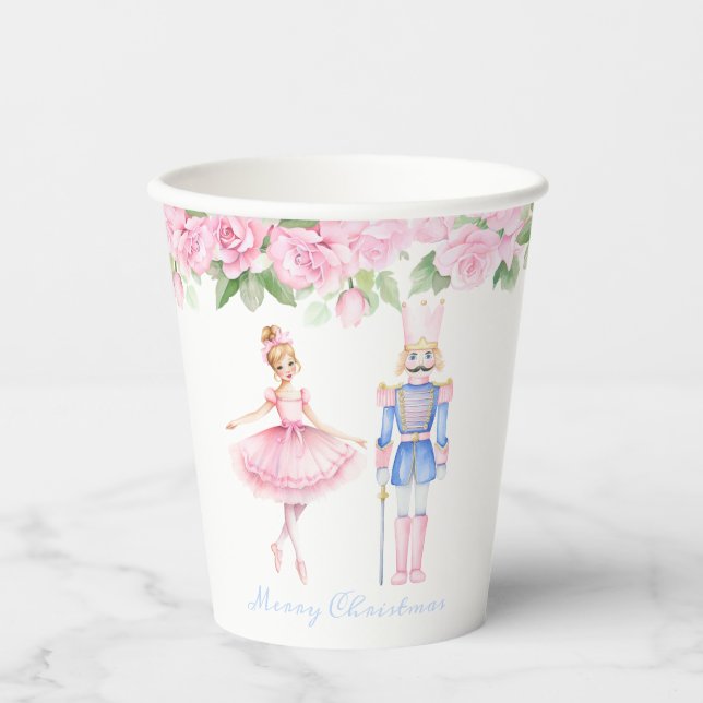 Pastel Nutcracker Christmas Personalized Paper Cups (Front)