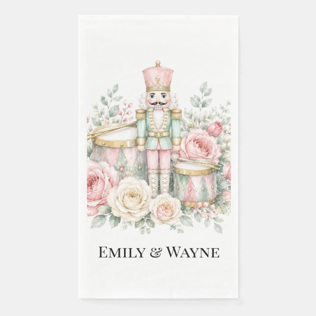 Pastel Nutcracker Christmas Wedding Paper Guest Towels (Front)