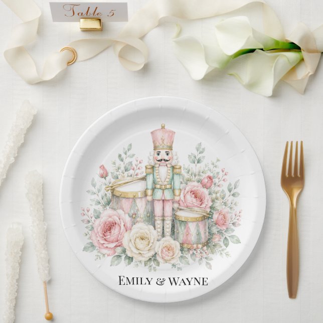 Pastel Nutcracker Christmas Wedding Paper Plates (Wedding)