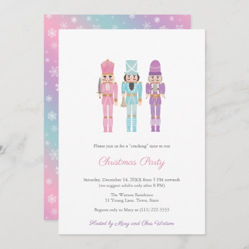 Pastel Nutcracker Family Holidays Party Invitation