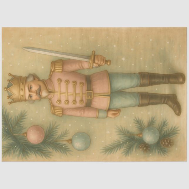 Pastel Nutcracker Soldier Christmas Decoupage Tissue Paper (Front)