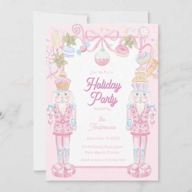 Pastel Nutcracker Sweet Holiday Treats Party Invitation (Front)