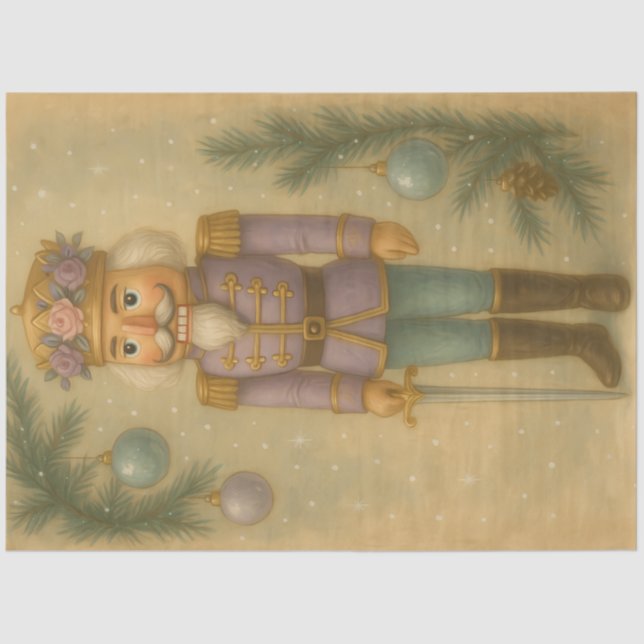 Pastel Nutcracker Vintage Christmas Decoupage Tissue Paper (Front)
