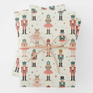 Pastel Nutcrackers and Ballerinas Wrapping Paper Sheets