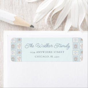 Pastel Ocean Stamps Baby Shower Return Address Label