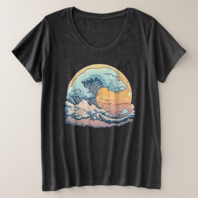 Pastel Ocean Wave Graphic T-Shirt (Design Front)