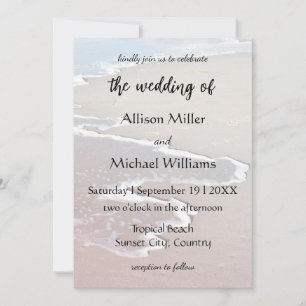 Pastel Ocean Waves Beach Wedding Invitation