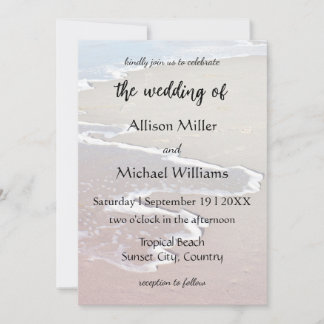Pastel Ocean Waves Beach Wedding Invitation