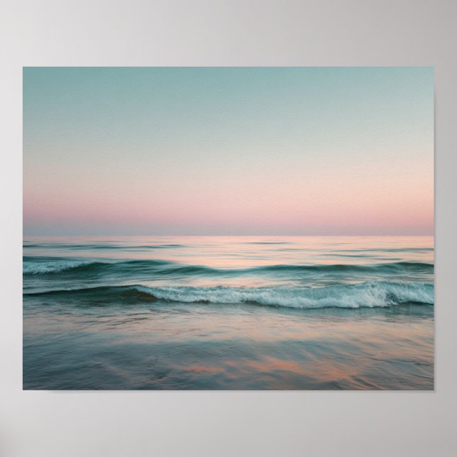 Pastel Ocean Waves Wall Art | Calm Sea Landscape (Front)