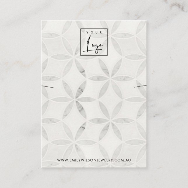 PASTEL OFF WHITE FLORAL NECKLACE BRACELET DISPLAY BUSINESS CARD (Front)