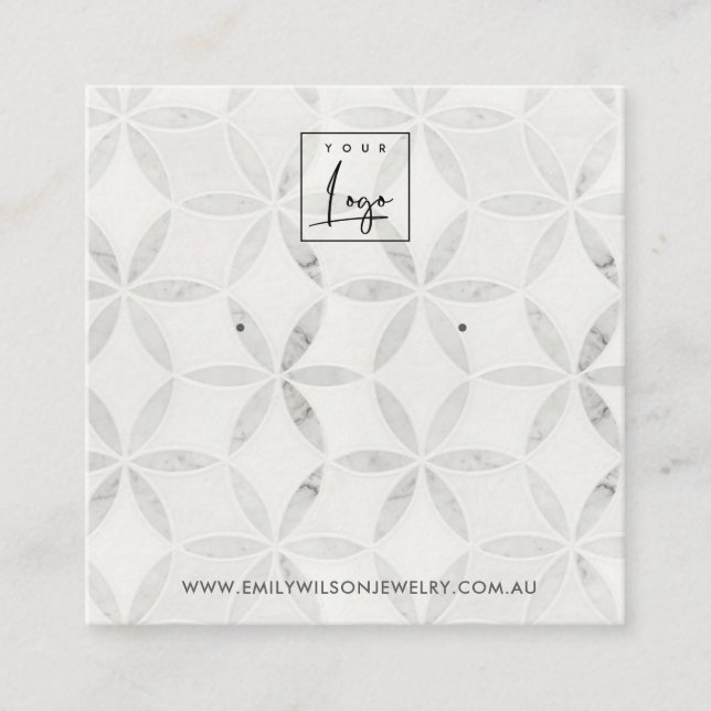 PASTEL OFF WHITE FLORAL  STUD EARRING DISPLAY CARD (Front)